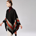 Miniatyrbillede 3 af 4: Dame Poncho Shawl Scarf Kappe Tyk Elegant Varmt Vinter Lar
