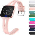Miniatyrbillede 1 af 4: 3 Tynde Urremme, Kompatibel med Fitbit Versa 2 Remme/Fitbit Versa/Fitbit Versa Lite/SE, Silikon Udskiftningsremme til Smartwatch sand powder L