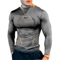 Långärmad snabbtorkande träningströja för män, kompressionströja, gymträning, slim fit, mörkgrå
