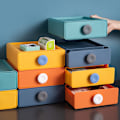 Miniatyrbillede 2 af 4: Stort skrivebords skuffe opbevaringsstativ kontorartikler æske kosmetik opbevaringsboks, skumring orange