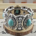 Miniatyrbillede 3 af 5: Fornnerg Retro Kvinders Gave Oval Turkis Udsmykket Tibetansk Armbånd Boho Smykker