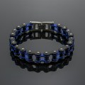 Miniatyrbilde 5 av 5: （Blå）Herre armbånd i rustfritt stål med to-tone firkantet lenke og diamanter, ZQKLA