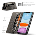 Miniatyrbillede 2 af 5: AUTSPACE A01 Series RFID-blokerende pung Retro Mat Læder Telefon Cover til iPhone 11 6.1 tommer Style C