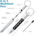 Miniatyrbillede 2 af 5: (2 stk.) Nøgle spænde Multifunktions Pen, 6 i 1 Multifunktions Kuglepen, ZQKLA