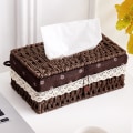 Miniatyrbillede 2 af 5: Håndlavet Rattan Tissue Box, Rektangulær Tissue Box Dispenser, ZQKLA