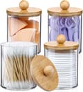 4-pack hållare dispenser med bambulock - 10 oz klar plast, ZQKLA