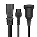 Pikkukuva 3 / 5: Y-jakaja-adapterijohto IEC320 C14 Urosliitin C13+AU10A/16A Naaras Virtajohtoon 10A