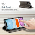 Miniatyrbillede 3 af 5: AUTSPACE A01 Series RFID-blokerende pung Retro Mat Læder Telefon Cover til iPhone 11 6.1 tommer Style C