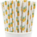 Miniatyrbild 1 av 6: 250-pack Biologiskt Nedbrytbara Pappershalm, Ananas Tryckt Papper, ZQKLA