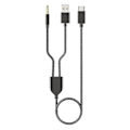 Miniatyrbild 1 av 5: 1 Split 2 Typ C Till Usb A 3.5mm Aux Kabel Stereo Hifi Ljud För Bilhögtalare -a Black