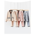 Miniatyrbild 5 av 5: Vintervarma Sammetspyjamas Dam - Hemkläder Pyjamas Set Kan Användas Utomhus - Beige L