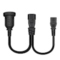 Pikkukuva 2 / 5: Y-jakaja-adapterijohto IEC320 C14 Urosliitin C13+AU10A/16A Naaras Virtajohtoon 10A