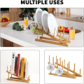 Miniatyrbilde 3 av 5: Oppvaskstativ i tre, bambusstativ for tallerkener, 5 rom, ZQKLA