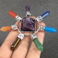 Miniatyrbillede 4 af 5: 7 Chakra Punkter Pyramide Energi Generator til Reiki Skrivebords Deco, ZQKLA