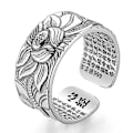 Miniatyrbilde 2 av 4: 99 Sølv Lotus Ring Med Hjerte Sutra Justerbar Åpen Ende Finger Ring Smykker Gaver
