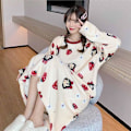 Miniatyrbillede 1 af 4: Dametøj Pyjamas Tykkere Varmt Flanel Pyjamas Koralsamt Ed Langærmet Vinter Pyjamas-L