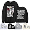 Miniatyrbillede 2 af 3: Taylor Swift The Eras Tour Trykt Unisex Sweatshirt Langærmet Rund Hals Afslappet Løs Pullover Toppe, 2XL, Sort