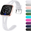 Pikkukuva 1 / 4: 3 Ohutta Ranneketta, Yhteensopiva Fitbit Versa 2 Rannekkeiden/Fitbit Versa/Fitbit Versa Lite/SE kanssa, Silikoninen Vaihtokello Rannekkeet White S