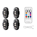 Miniatyrbillede 1 af 5: 4 stk. trådløse LED-strobelys med fjernbetjening, 8 farver USB-opladning vandtætte advarselslys