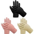 Miniatyrbillede 1 af 6: 3 Pak Vinterhandsker Damer, Vinter Touchscreen Handsker, Fashi,ZQKLA