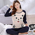 Miniatyrbild 4 av 4: Dam vinterpyjamas Plus Size Hemkläder Långärmad Smiley Cat Dam Pyjamas Set-L，2154 JAZY