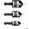 Miniatyrbild 4 av 7: 3 st 1/4\" Hex Fasfräs 5 Flöjter Borr Countersink, ZQKLA