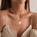 Miniatyrbillede 3 af 7: Blomstermønt Lagdelt Halskæde Boho Choker Halskæder Perler, ZQKLA