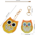 Miniatyrbilde 3 av 5: DIY Ugle Nøkkelring Diamantmaling Full Diamant, DIY 5D Mosaikk Shap