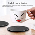 Miniatyrbillede 3 af 6: 6 stk. skridsikre PU læder coasters med varmebestandig Ho, ZQKLA