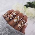 Miniatyrbillede 2 af 5: 10 STK Knuckle Stacking Ringe til Kvinder Teenagere, Boho Vint, ZQKLA