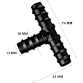 Miniatyrbillede 2 af 5: Slangekoblinger til 16 mm vandingssystem (T-stykke)