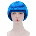 Miniatyrbilde 3 av 6: Blå kort bob- parykk for cosplay i flapper-stil - Syntetisk kostyme for kvinner, ZQKLA