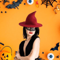 Miniatyrbilde 2 av 5: Heksehatter for kvinner Moderne strikket ullhatt for Halloween, ZQKLA