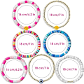 Miniatyrbilde 3 av 5: 7 stk. Surferarmbåndsett Fargerike Preppy Happy Smile Evil Eye Be