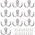 Miniatyrbild 1 av 5: Rostfria Klädkrokar, Väggmonterade Dubbla Krokar, Stark Design, Dubbel Hängare för Jackor, Handdukar, Silver, Klarar upp till 5 kg Per Krok