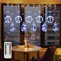 Miniatyrbild 1 av 5: Julgardinbelysning med Timerfunktion, Energibesparande USB-driven Julbelysning med Justerbara Lägen, Juldekoration i Plastmaterial