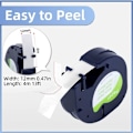 Miniatyrbillede 3 af 4: Kompatibel DYMO-etikettape, hvid, 12 mm x 4 m, erstatningsetikettape