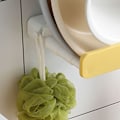 Miniatyrbild 8 av 8: Infällbart väggmonterat diskbänksställ för badrum kök förvaring självhäftande lapp ingen stansning vägg grytlockshållare gul