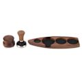 Miniatyrbillede 2 af 8: 3 stk. Kaffekværn Tamper Holder Valnød Træ Gummi Rustfrit Stål Bådformet Fordeler Stativ Kaffe Tilbehør Til 58mm Base 58mm Tamper 58mm