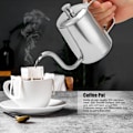 Miniatyrbillede 8 af 8: Kaffe Kande Rustfrit Stål Lang Fint Ttud Manuel Kaffe Kedel med Dæksel til Hjem Kaffe BrugSølv 350ML