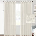Miniatyrbilde 6 av 6: Lin gardin i linlook, halvtransparent med hemper, til stue, hus