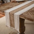 Miniatyrbillede 1 af 6: Bordflag Sort og Hvid Bomuldsgarn Kontrastfarvet Stribet Syning Vævet Kvast Naturmateriale Amerikansk Festival