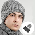 Miniatyrbillede 4 af 5: Strikkede hue og halstørklæde sæt vinter varm tyk hæklet Bobble hue hat