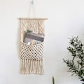 Miniatyrbild 7 av 8: Elegant Förvaring Boho Makramé, Väggorganisatör Med Bohemisk Tidskriftshållare För Vardagsrum Sovrum, Dekorativ Och Funktionell Bomullsrepsförvaring