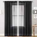 Miniatyrbillede 1 af 8: Gardiner Paneler Soveværelse Semi Sheer Voile Gardiner Sort (100*250)