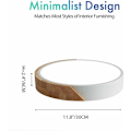 Miniatyrbild 2 av 5: Dimbar Vit LED Taklampa, 24W Ek & Järnram, Energibesparande Icke-dimbar Lampa med Vit Frostat Akryl Lampskärm för Minimalistisk Inredning