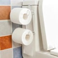 Miniatyrbild 4 av 5: Toalettpappershållare med extra rullförvaring för över tanken, ingen montering krävs, mångsidig användning i små badrum med hållbar konstruktion