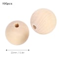 Pikkukuva 4 / 5: 5 Pussia Puuhelmet Luonnolliset Pyöreät DIY Kaulakoru Käsintehdyt Tarvikkeet 22mm/25mm/30mm(Luonnollinen Väri 22mm 20kpl)