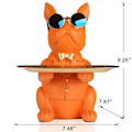 Miniatyrbilde 2 av 5: Bulldog-skulptur Fransk statue med rustfritt stål brett, borddekorasjon