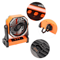 Miniatyrbillede 6 af 8: Camping ventilator med LED-lanterne 4 niveauer 270 graders drejning stor luftmængde USB genopladelig udendørs teltventilator med lyskrog orange